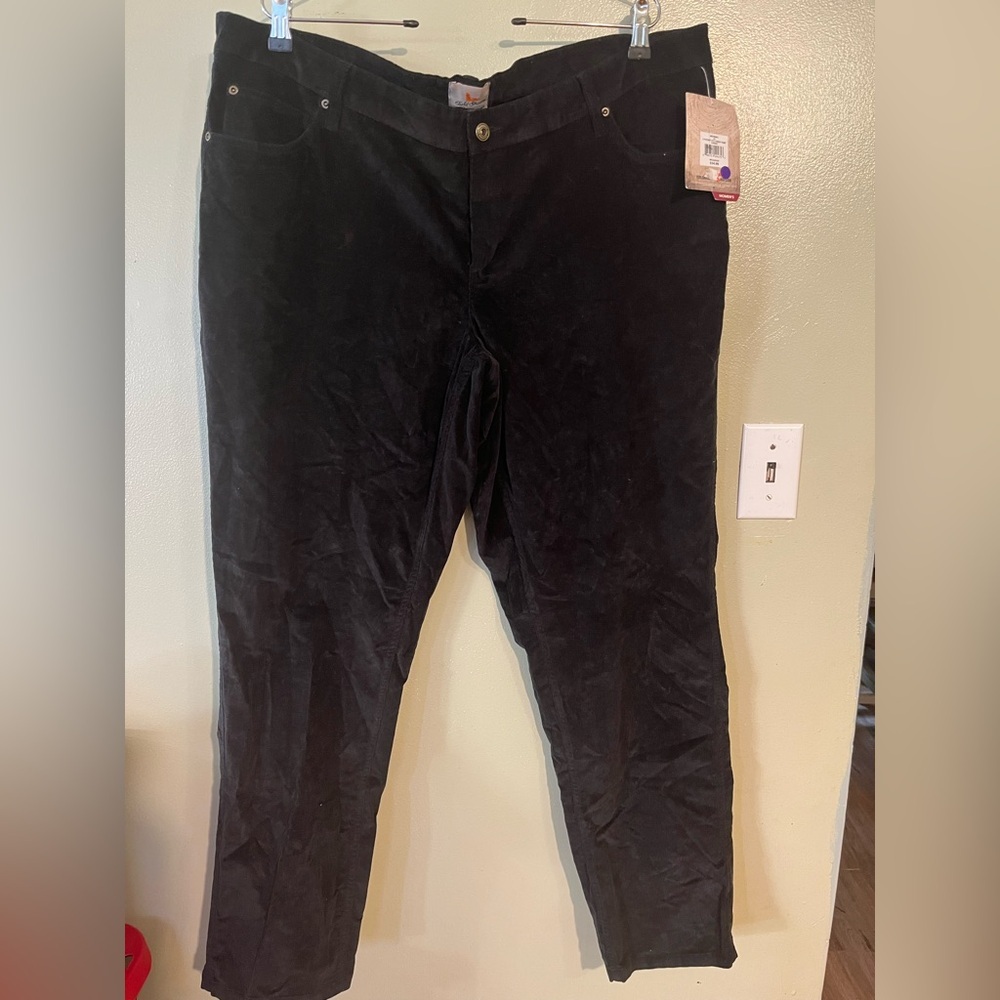 Field & Stream Womens Black Pants Corduroy Cotton 18 NWT